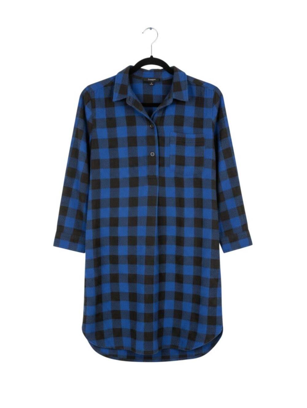 Madewell Blue Black Buffalo Plaid Cotton Flannel Shirt Dress Small